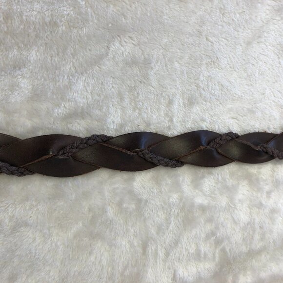 Brown Leather & Cord Braided Belt Unisex - Picture 3 of 7